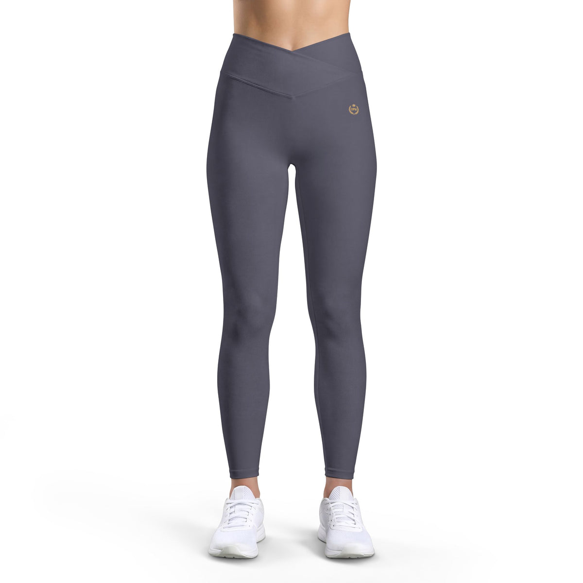 Pumpkin Queen Leggings — Black High-Waist Luxe Yoga Leggings with Gold Pumpkin Emblem