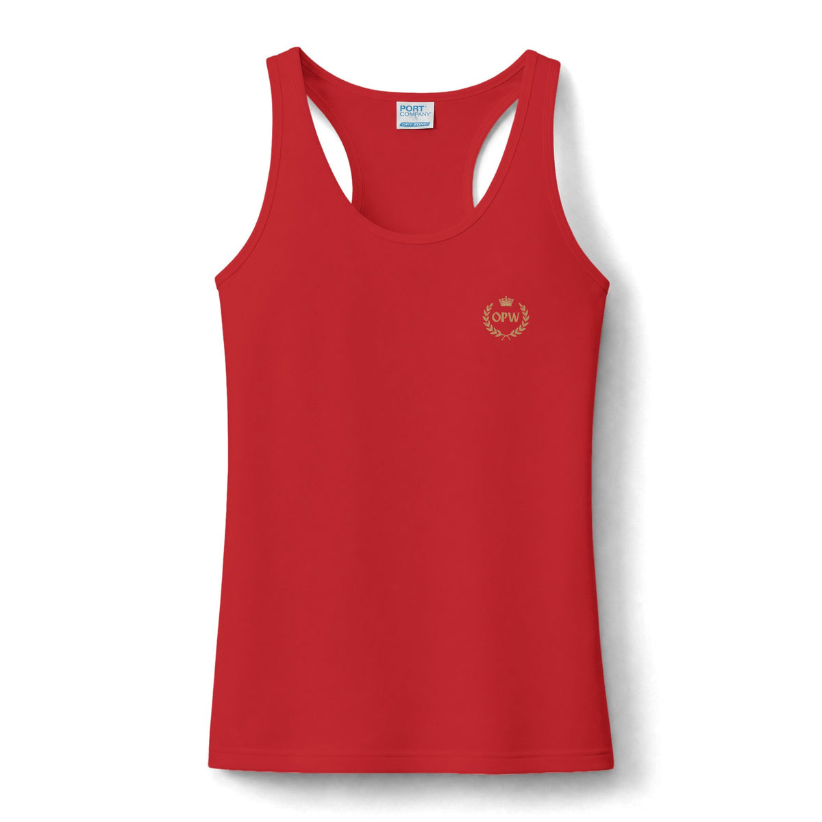 Women's Performance Tank — Small Gold 'Crew' Laurel Emblem