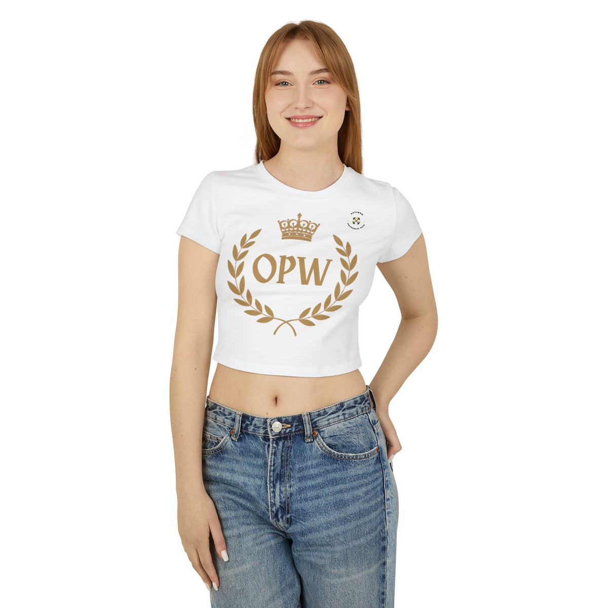 Crown OPW Women's Baby Tee, Vintage Style Crop Top, Casual Shirt, Graphic Tee, Gift for Her, Summer Outfit