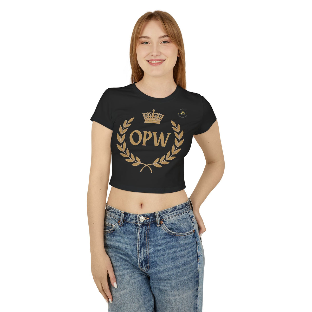 Crown OPW Women's Baby Tee, Vintage Style Crop Top, Casual Shirt, Graphic Tee, Gift for Her, Summer Outfit