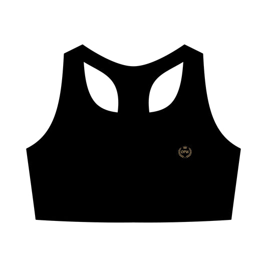 Women’s Active Bra Top — Minimalist Small Gold Logo Sports Bra