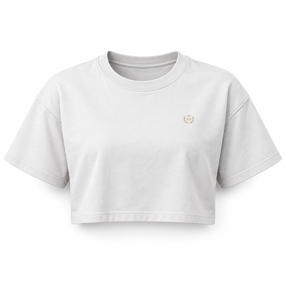 Cropped Cotton T-Shirt — Minimal Gold Heart Chest Graphic