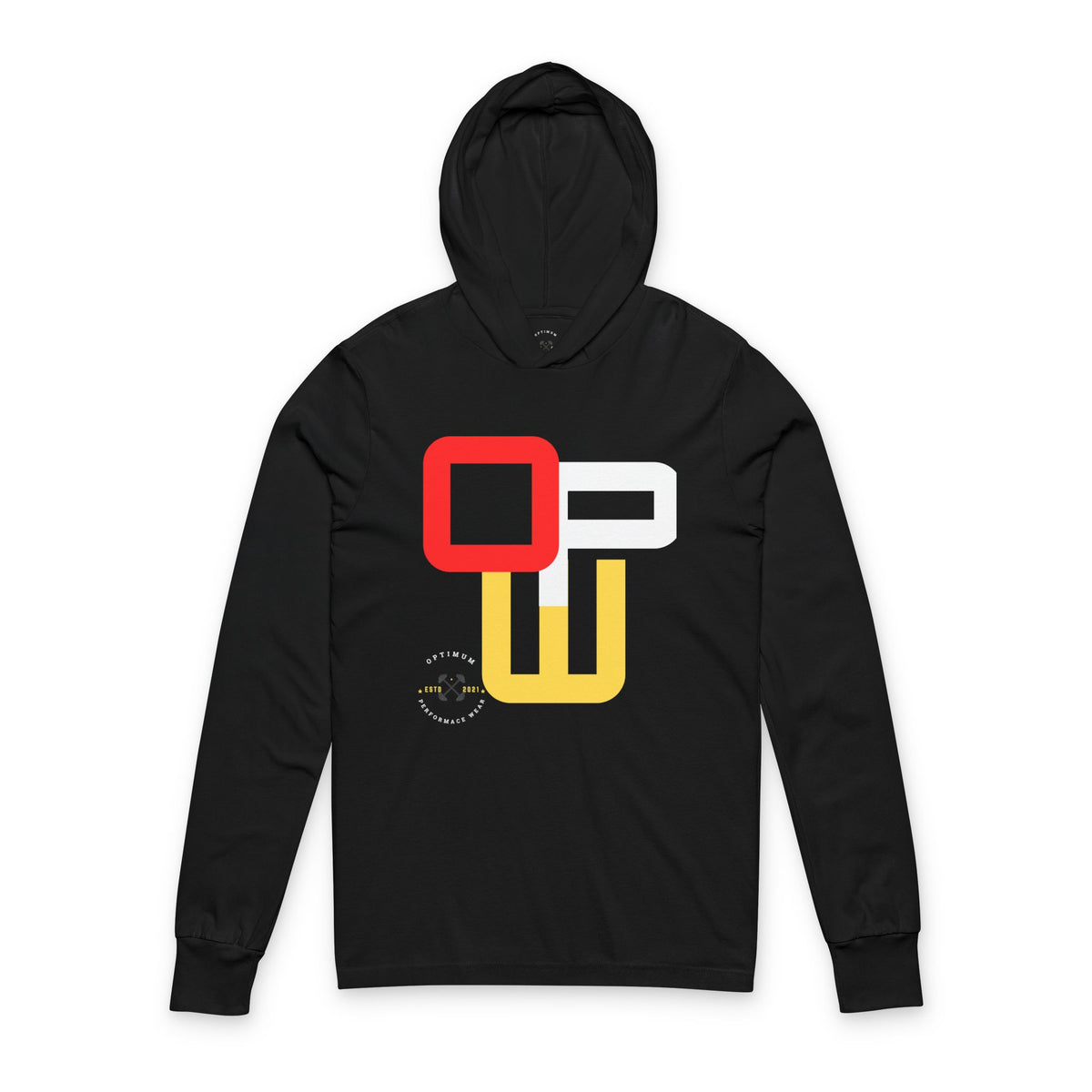 OPW Unisex Hooded Long Sleeve Tee with Modern Graphic Design - Stylish Layering, Perfect for Casual Outings, Festivals, or Relaxed Mornings