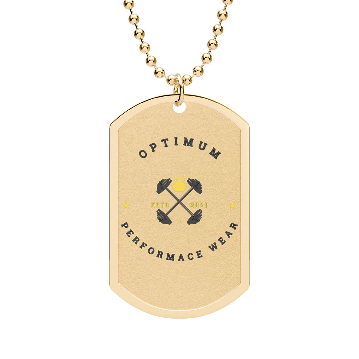 Fitness Dog Tag Necklace — 'Optimum Performance Wear' Logo