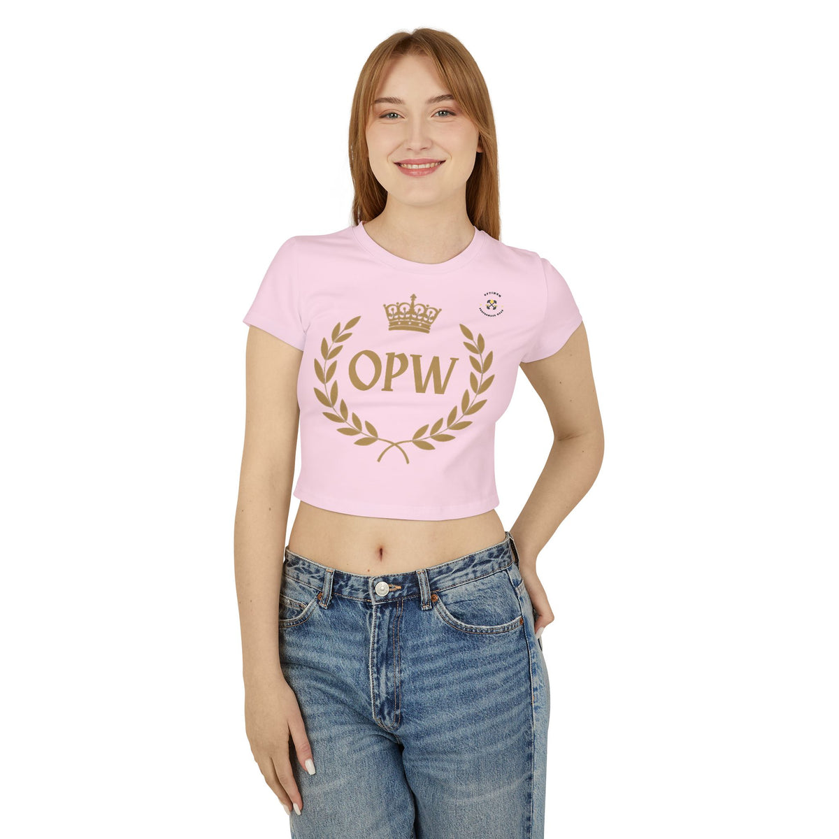 Crown OPW Women's Baby Tee, Vintage Style Crop Top, Casual Shirt, Graphic Tee, Gift for Her, Summer Outfit