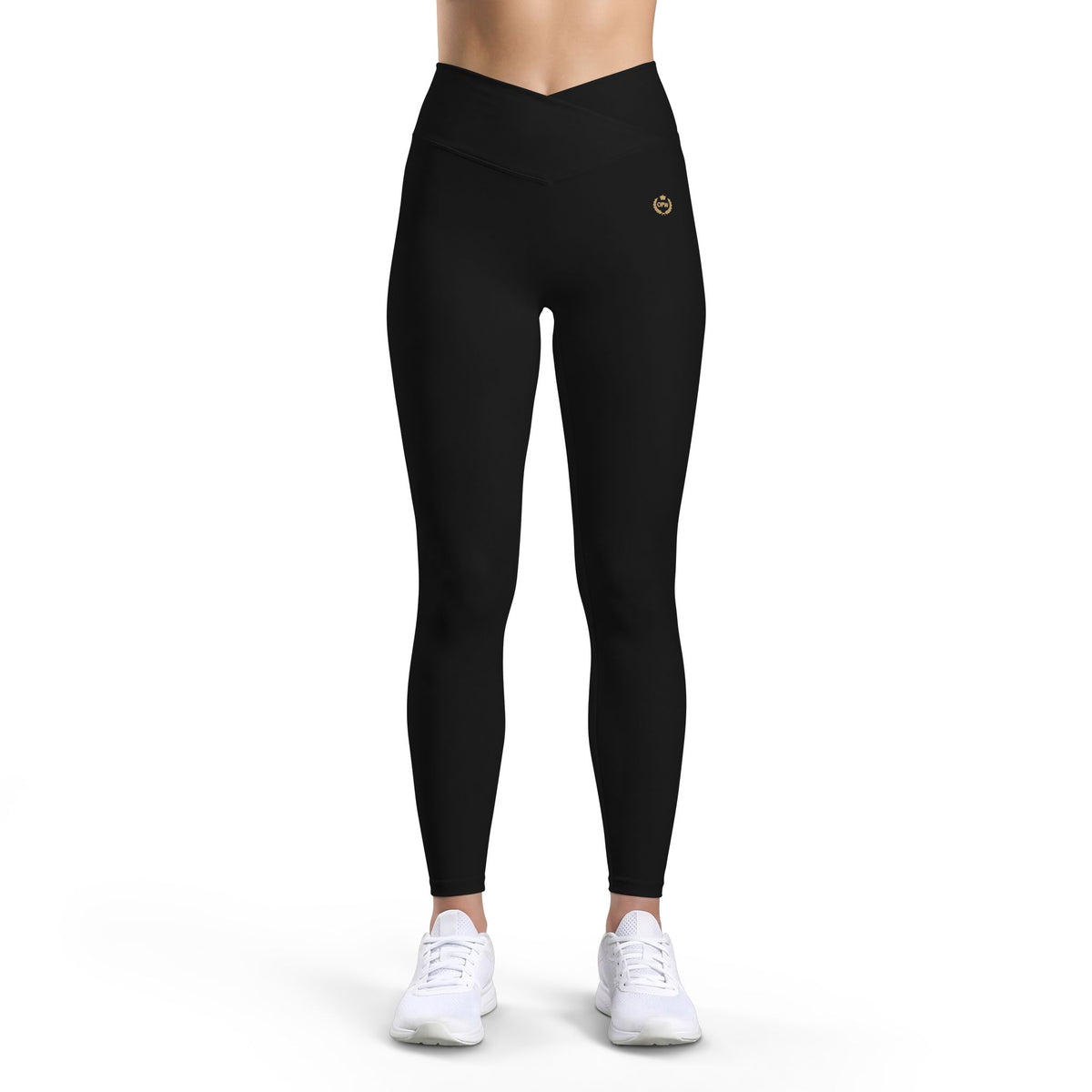Pumpkin Queen Leggings — Black High-Waist Luxe Yoga Leggings with Gold Pumpkin Emblem