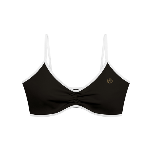 Women's Color Block Ruched V-Neck Sports Bra